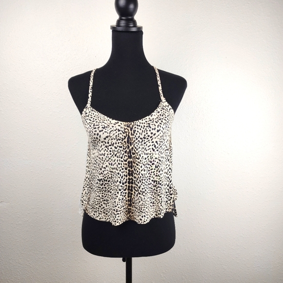 Topshop Tops - Topshop Cheetah Animal Print Sheer Back Racerback Short Tank Top Size 4